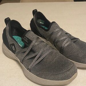 Skechers Women's Charcoal and Black Knit Sneakers